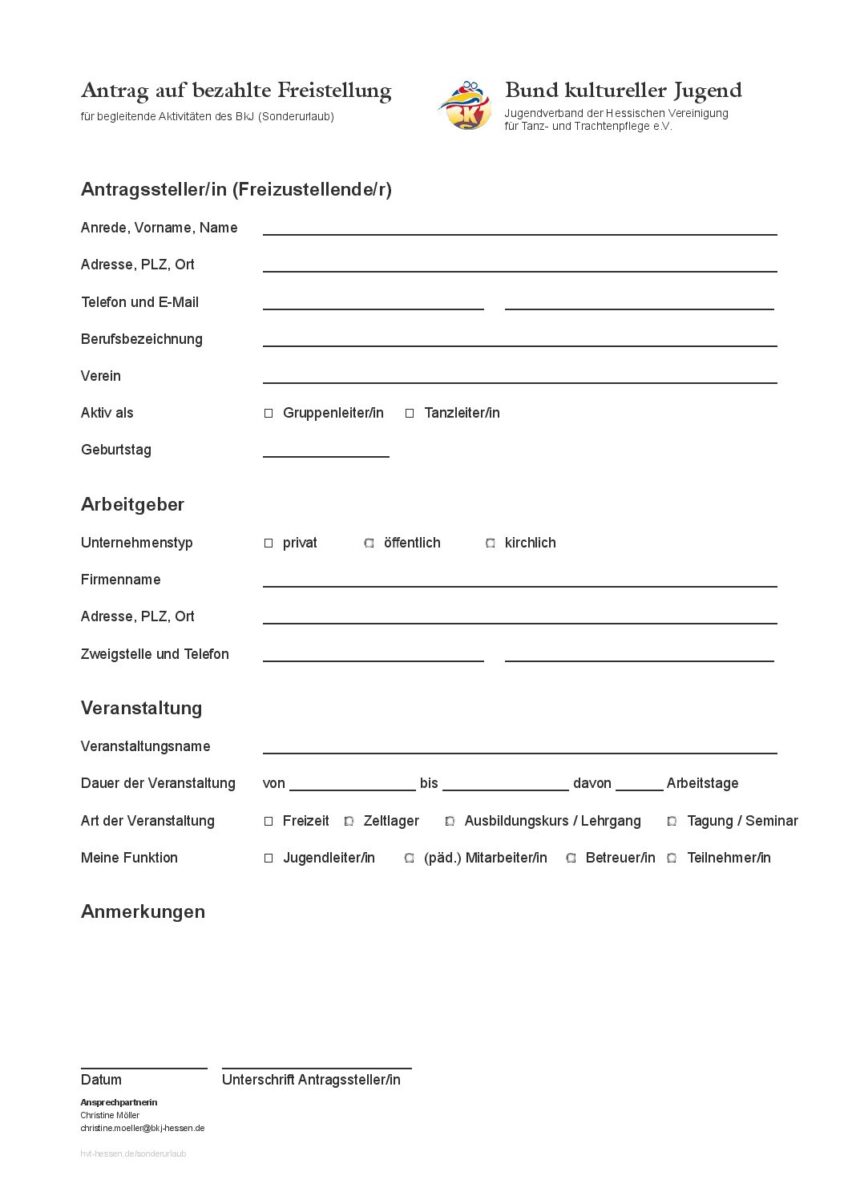 thumbnail of Sonderurlaub Antrag auf bezahlte Freistellung